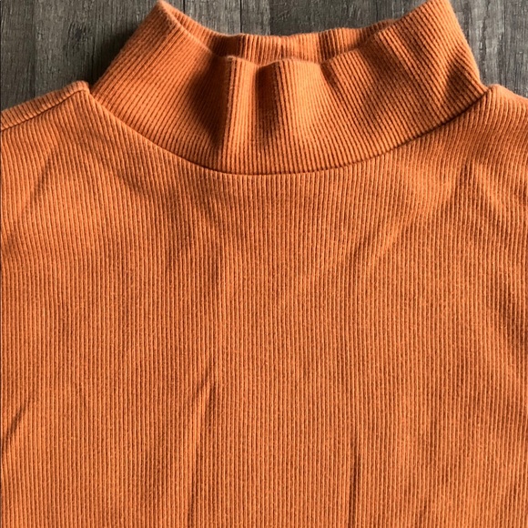 Anthropologie Maeve Ribbed Mock Neck Burnt Orange Short Sleeve Baby Tee M - Picture 4 of 8